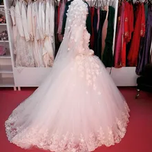 Beaded Lace Long Sleeve Hijab Arabic/Turkish/ Muslim Wedding Dresses 2016 Custom Made Handmade Flowers Vestidos De Novia Vintage