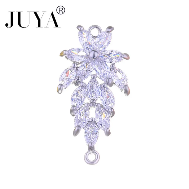 

Jewelry Findings Components Luxury Cubic Zirconia Crystal Flower Connectors For Diy Fashion Bracelets Necklace Accessories Parts