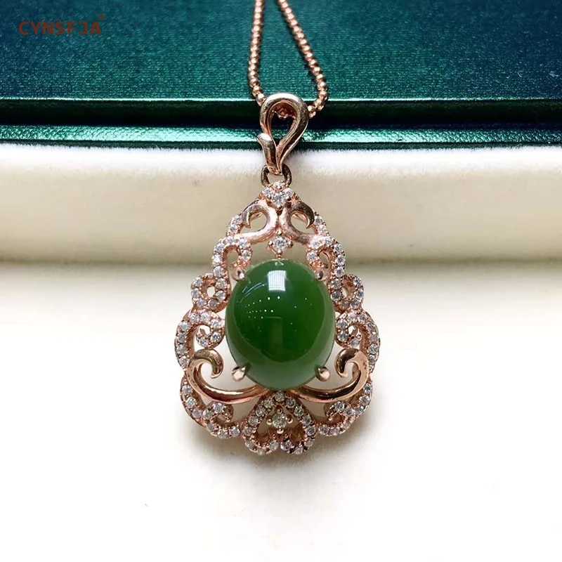 

Certified Natural Hetian Jasper Inlaid 925 Sterling Silver Handmade Lucky Jade Pendant Ice Green High Quality Wonderful Gifts