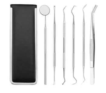 

Dental Mirror Stainless Steel Dental Dentist Prepared Tool Set Tooth Care Kit Instrument Tweezer Hoe Sickle Scaler / 100sets
