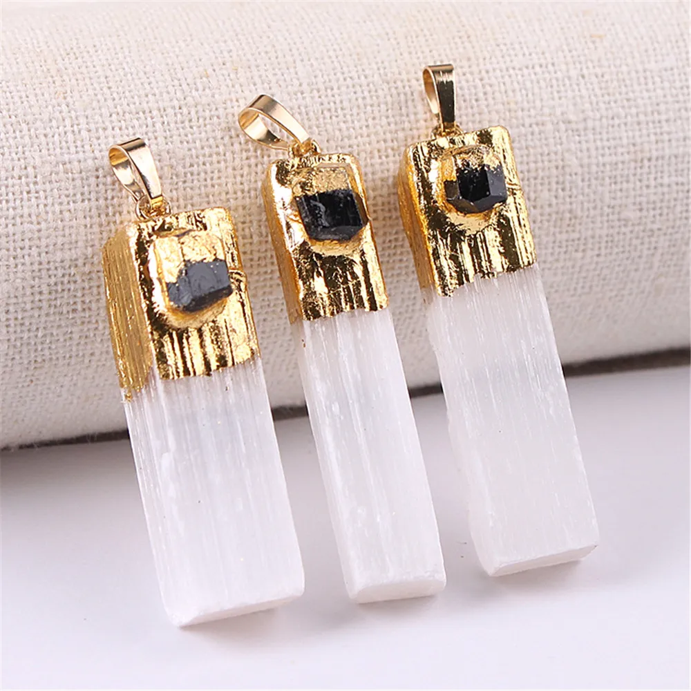 

1pc Amethysts Natural Stone Pendant Selenite Pendants With Crystal Citrines Charms for Necklaces Jewelry Making