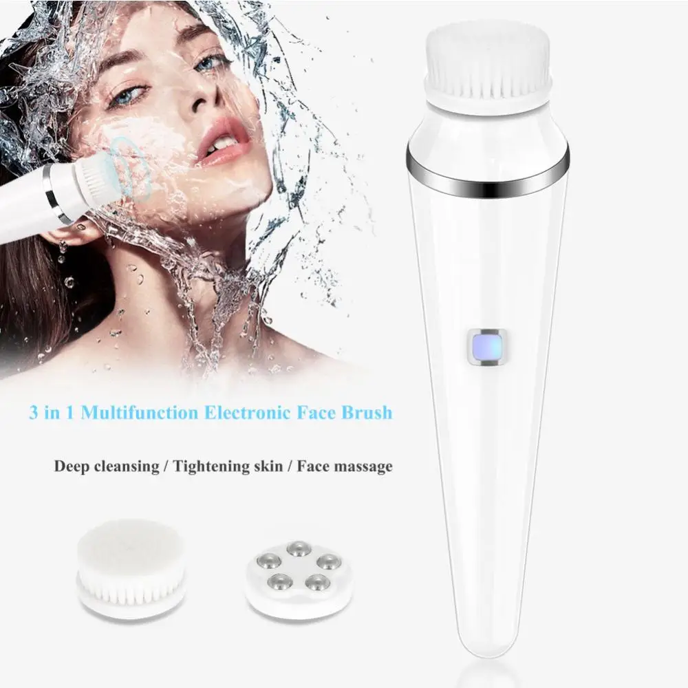 3 IN 1 Waterproof Electric Facial Washing Brush Cleaning Machine Skin