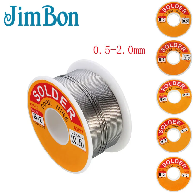 JimBon 63/37 0,5 мм-2,0 мм канифоль сердечник паяльный провод флюс 2% оловянный свинцовый припой сварочные провода катушка 100 г флюсовая катушка для сварки линии