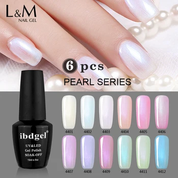 

ibdgel 6 pcs Black Bottle Pearl Gel Polish Beauty Choice Pink Colors Nail Gel Varnish Manicure Nail Lacquer