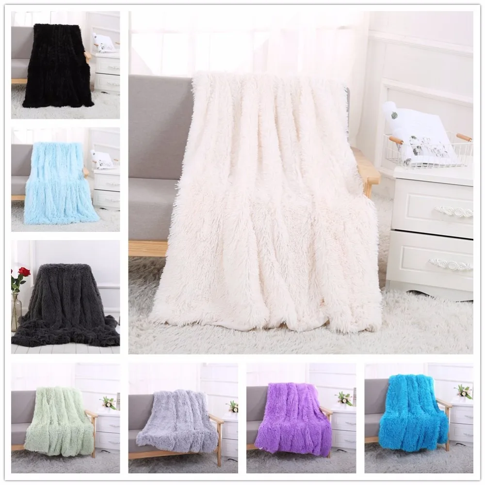 

Super Soft Long Shaggy Fuzzy Faux Fur Warm Elegant Cozy With Fluffy Throw Blanket Bedspread Couverture Polaire Plaids Bed Cover