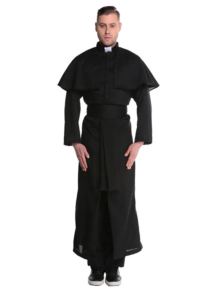 Средневековый костюм в стиле «Ренессанс» монах священник Костюмы Для мужчин Бог-отец в халаты Одежда Хэллоуин вечерние костюм монахини наборы для ухода за кожей