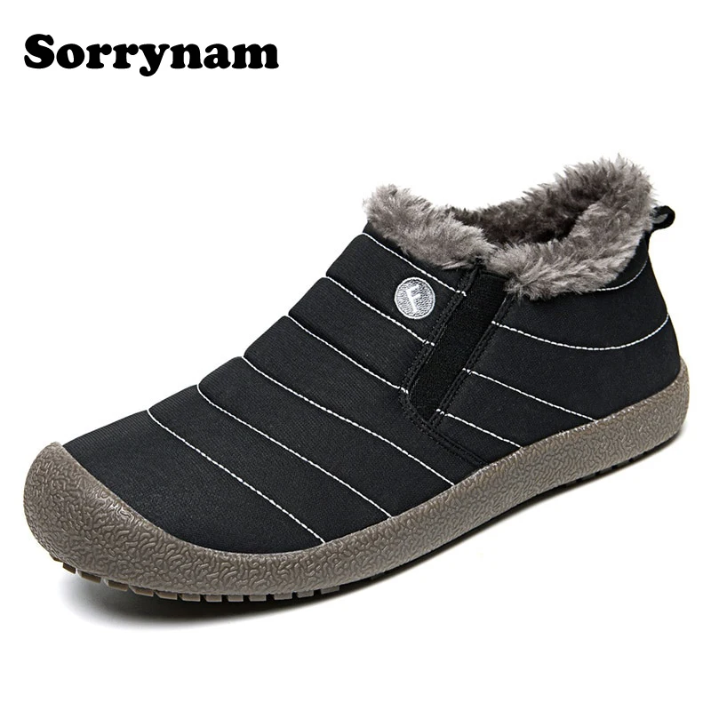 

Winter Snow Boots Slip-on Water Resistant Booties for Men Women, Anti-Slip Lightweight Ankle Boots with Full Fur Warm Sorrynam