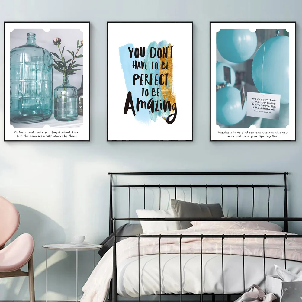 Landscape Picture Nordic Canvas Art Painting Nordic Blue Quotes Posters And Prints Flowers Balloon Poster Living Room Unframed