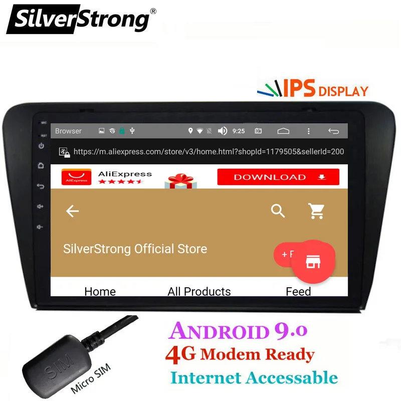 Excellent SilverStrong 9inch IPS Display Car 2Din Radio Android9.0 For Skoda Octaiva A7 octavia3 2013-2017 Android Radio RDS TPMS 5