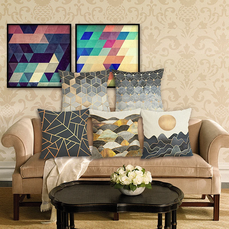 

NEW fashion Nordic Vintage Cushion Cover Colorful Plaid Geometric pillow covers For Sofa Seat Home farmhouse Decor 45*45cm