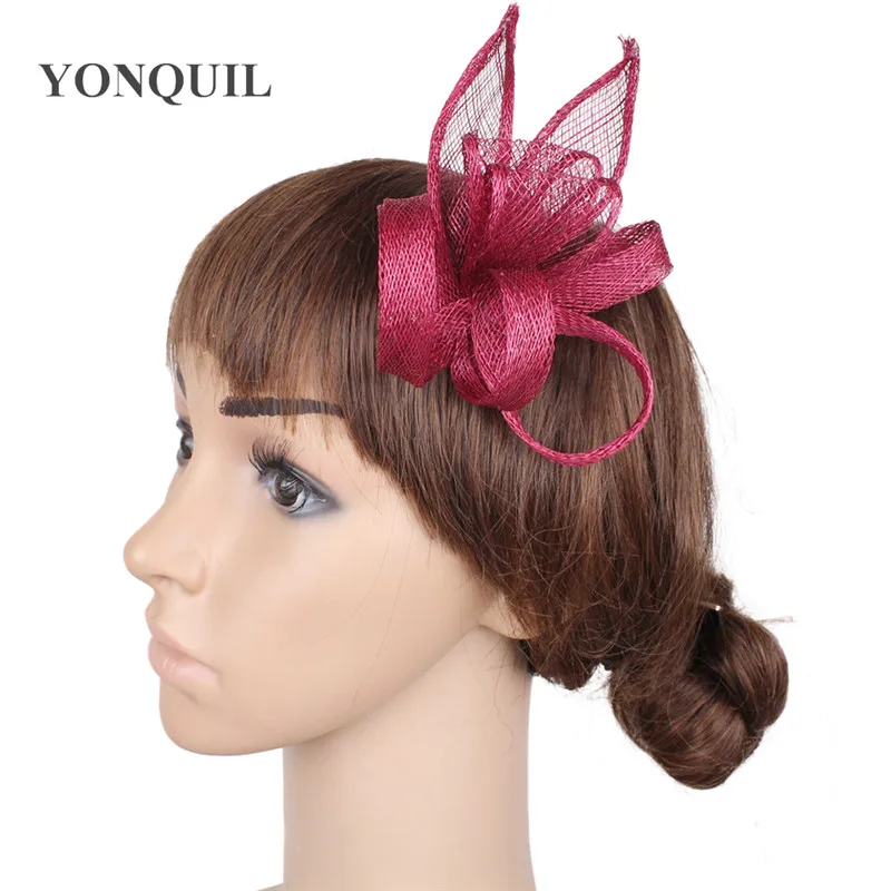 

wine red feather sinamay fascinator hat for races wedding kentucky derby ascot races melbourne cup party NEW or 17colors MYQ014