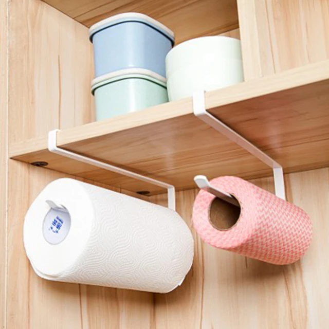 Cheap Practical Kitchen toilet paper towel rack paper towel roll holder Cabinet hanging shelf organizer bathroom kitchen accessories