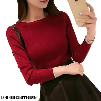 

OHCLOTHING 2019 Autumn Winter cashmere fashion sexy big o-neck women sweaters and pullover warm Long sleeve Knitted OH100