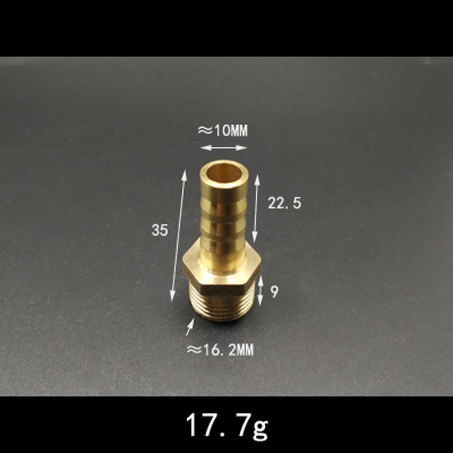 

Thicken DN10 3/8" BSP Male x 10mm Hose Barb Tail Brass Coupling Joint Pipe Fitting Water Gas