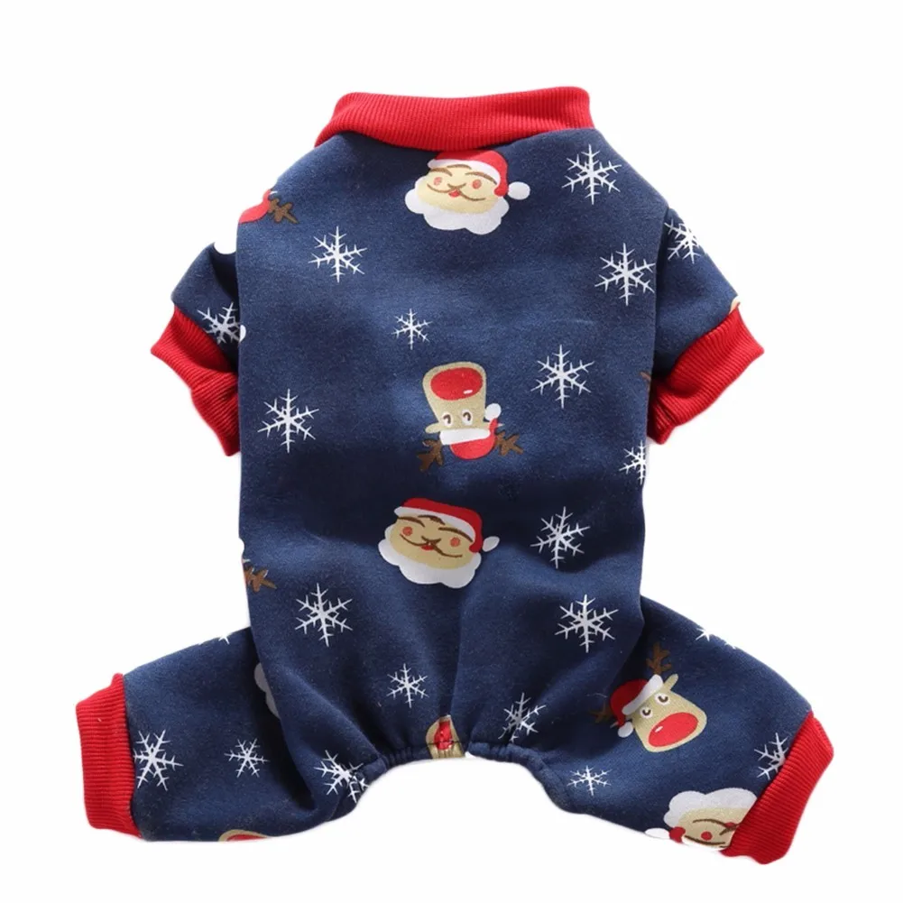 Taonmeisu Рождество собака пижамы зима теплая Три стилей Санта Клаус Снежинка четвероногих одежда сна Костюмы - Цвет: Синий