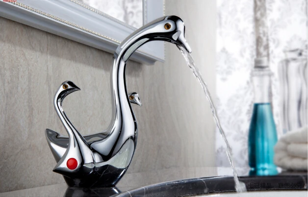 

New arrival chrome finish high quality bathroom double lever bird design basin faucet sink faucet basin mixer