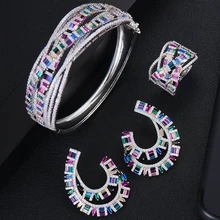 GODKI новые роскошные 3 шт серьги браслет кольцо наборы для женщин Свадебные кубический циркон Кристалл помолвка Дубай Свадебные Ювелирные наборы
