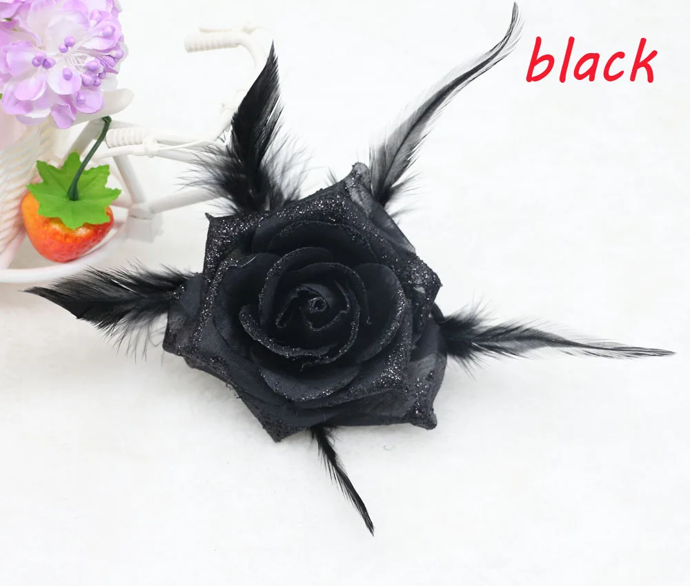 1 шт. Black Rose корсаж блеск головной убор цветок Перо чародей Hairband брошь запястье цветок