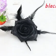 1 шт. Black Rose корсаж блеск головной убор цветок Перо чародей Hairband брошь запястье цветок