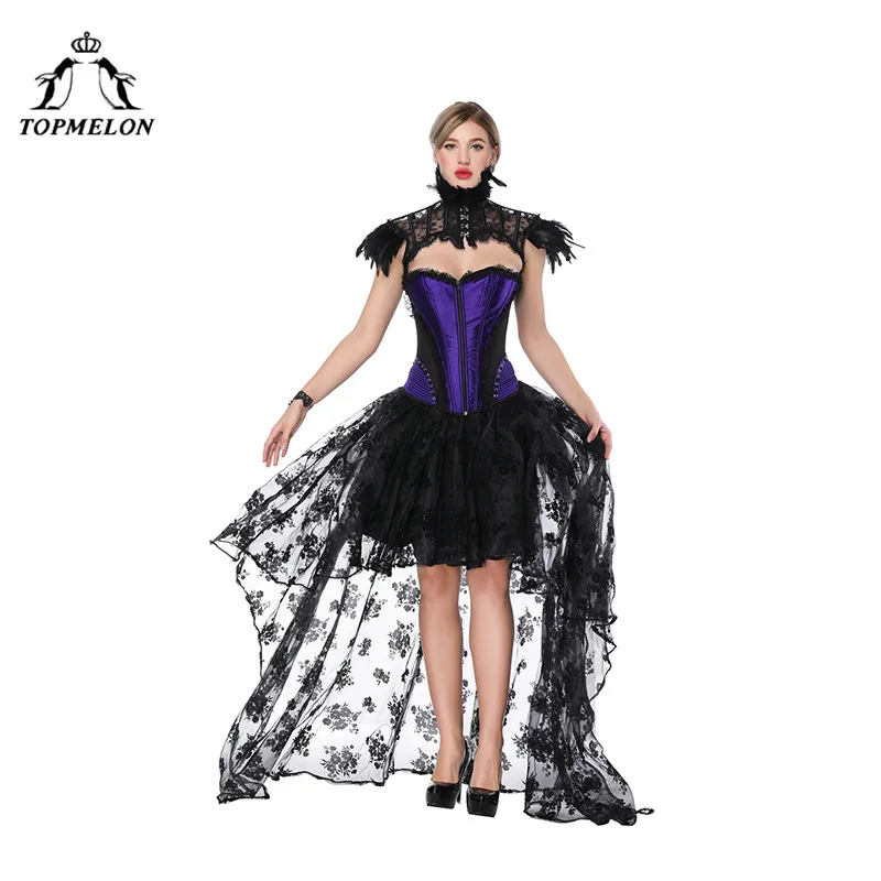 Buy TOPMELON Purple Corset Skirt Set 2 Pieces Floral