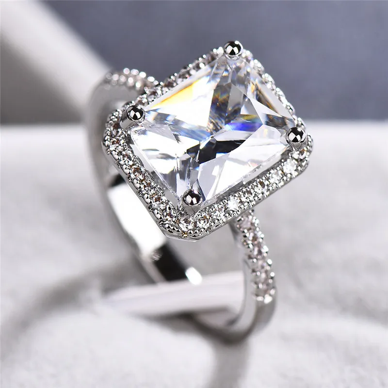 Luxury Two Tone 925 Silver Wedding Rings for Women Emerald Jewelry Size 6-10 Luxury Two Tone 925 Silver Wedding Rings for Women Emerald Jewelry Size 6-10