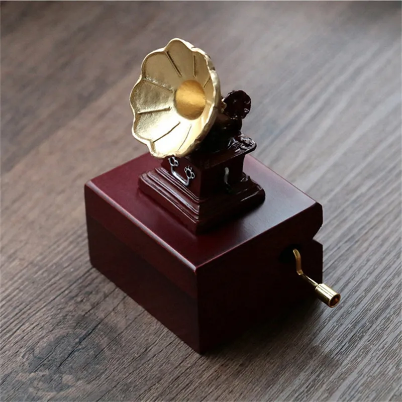 Retro Mini Gramophone Music Box Hand Shake Clockwork Creative Gift | Дом и сад
