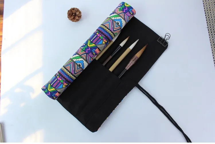 Buy 10 Holes Canvas Paint Brush Roll Pouch Bags Pencil