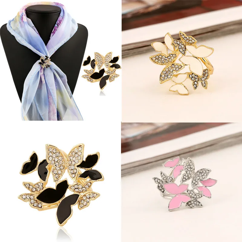 

LNRRABC Elegant Women Lady Chic Enamel Butterfly Brooch Clips Scarves Pins Party Wedding Scarf Buckle Holder