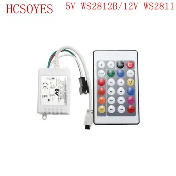 

24 Key DC5V/12V IR Remote Controller WS2812B WS2811 2811 200 Change Max 1000 Pixels LED Controller