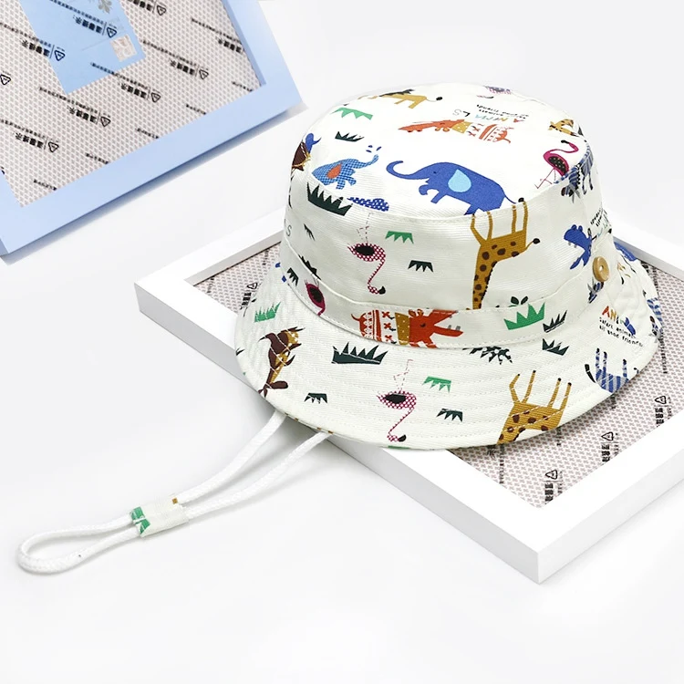 Детские летние открытый для маленьких девочек животных хлопок солнца детская шапка цветочный узор печатает пляжный колпак Шапки головные уборы с полями, солнце Hat - Цвет: 52cm