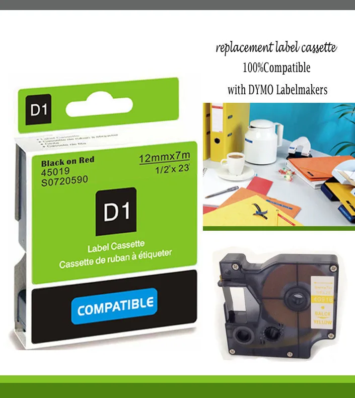 compatible dymo label printer d1 label tapes 12mm black on green tape