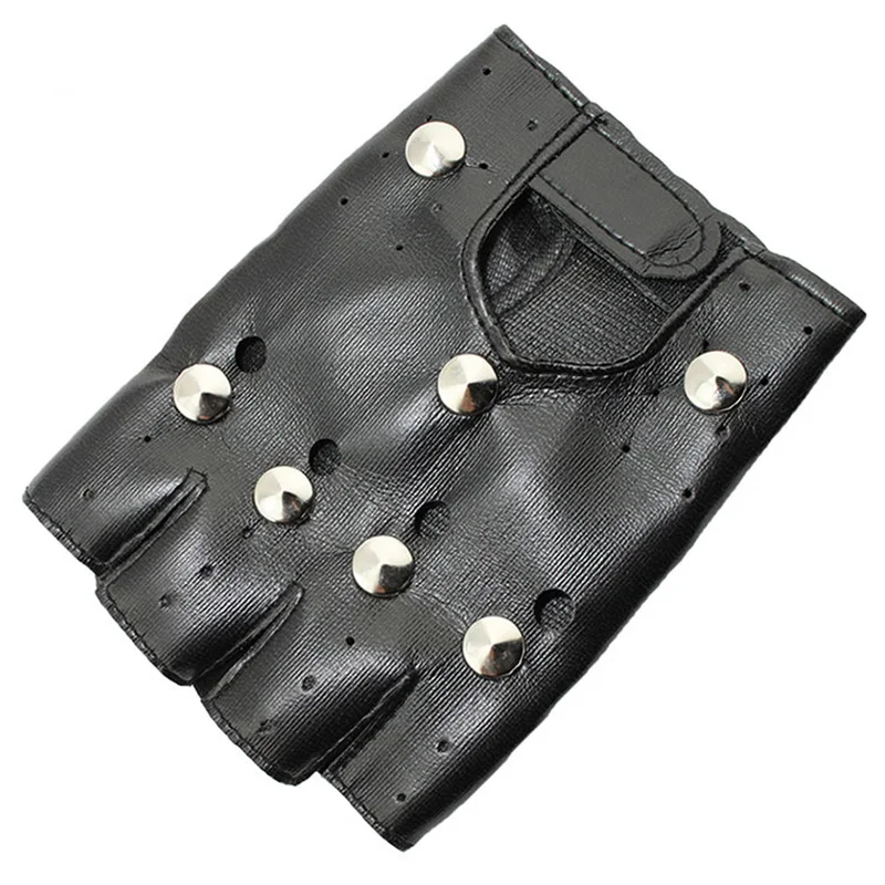 Adult/Child Halloween Carnival Studded Cool Gloves Street Dance Punk Dancing Dew Half Finger Leather G45