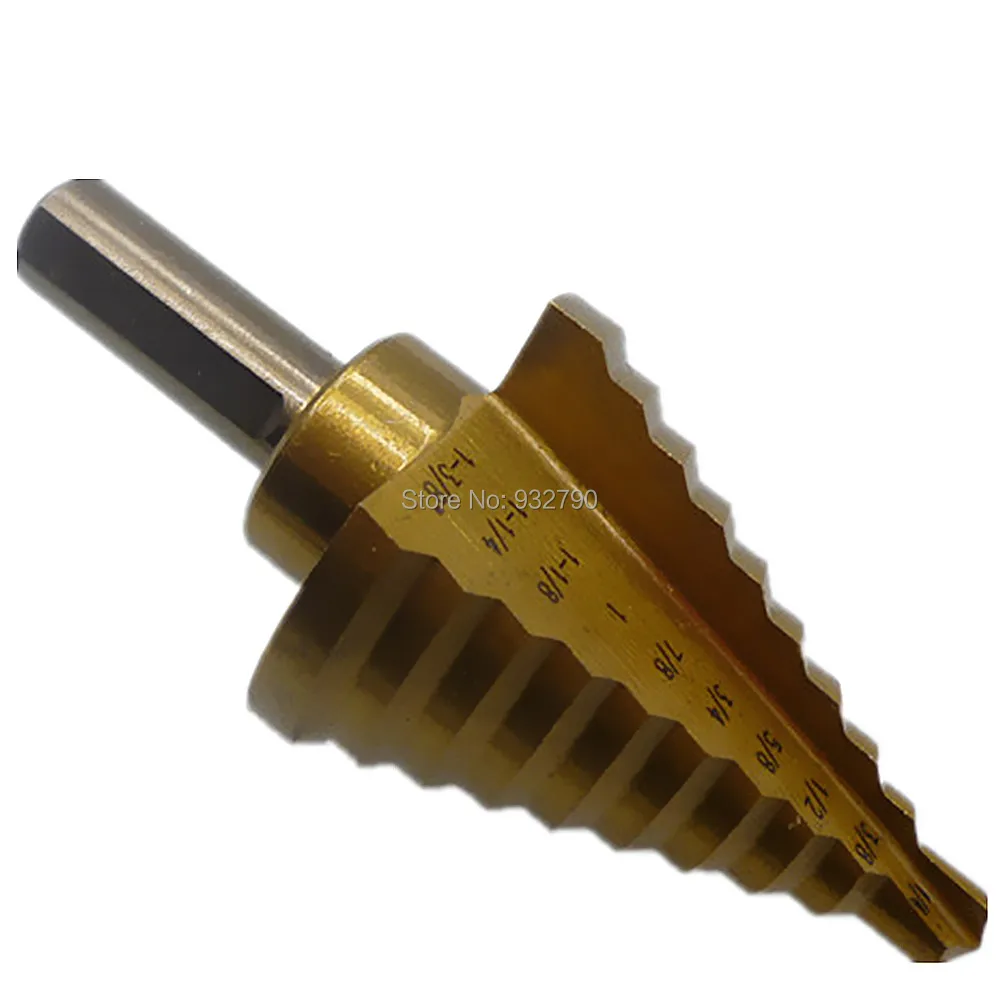 Step Drill 1/4" To 1 3/8" Inch Titanium Bit 1/8" Increments Step Cone