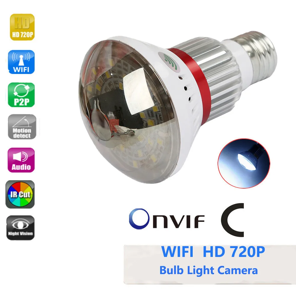 

BC-785WM Bulb Lamp Wifi Ip Camera Micro SD CCTV Surveillance Camera with 5 Watt White Light Output Wireless Alarm Sensors Cam