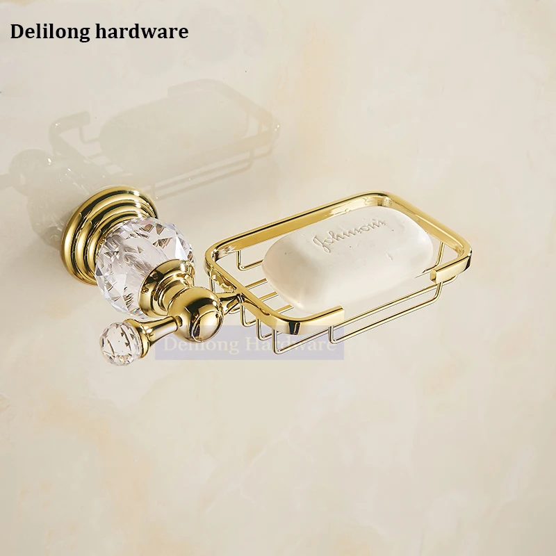 

European crystal gold-plated soap rack metal pendant European-style bathroom antique soap rack shelf