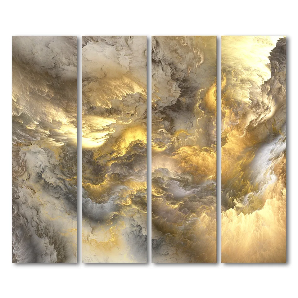 Günstig 4 stück Gedruckt abstrakte gold grau wolken Malerei Leinwand wand bilder für wohnzimmer wand kunst leinwand Freies verschiffen  up 1290D