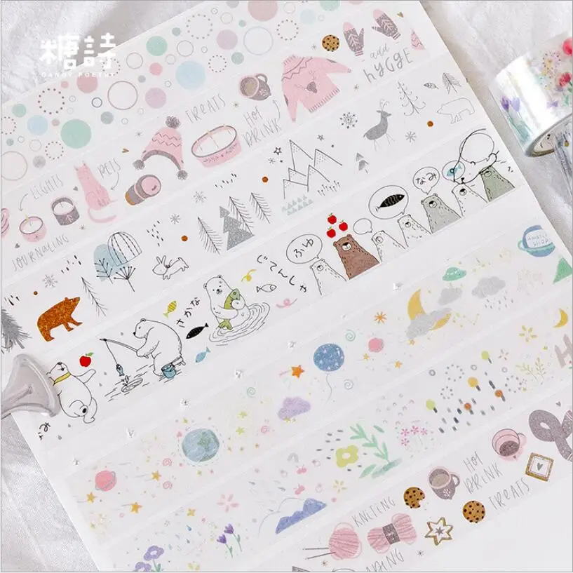25 мм * 3 м Kawaii путешествия время животных/планеты/лес прозрачная Маскировочная