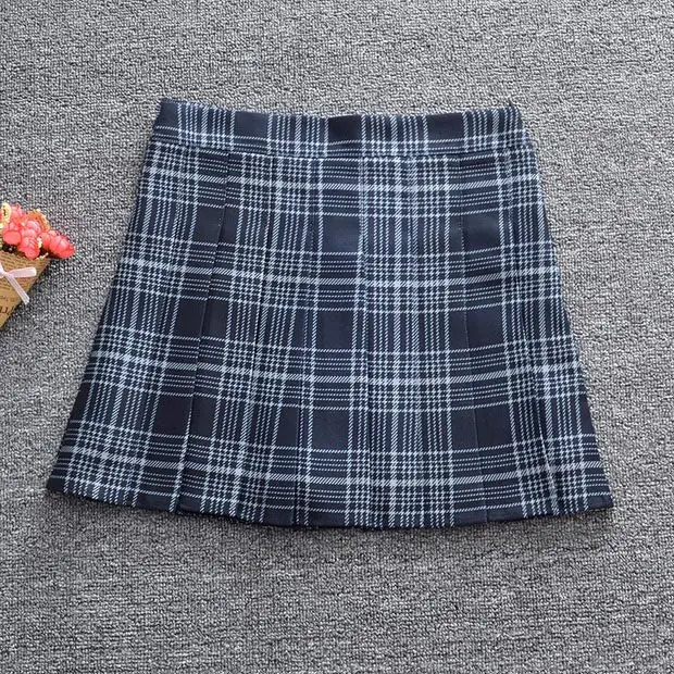 modis Юбка в клетку юбка расширитель городские outfiters пачка японская школьная короткая юбка женская мини плиссированная клетчатая полосатая юбочка кошелек для женщин юбки юбка плиссе юбка школьная - Цвет: Черный