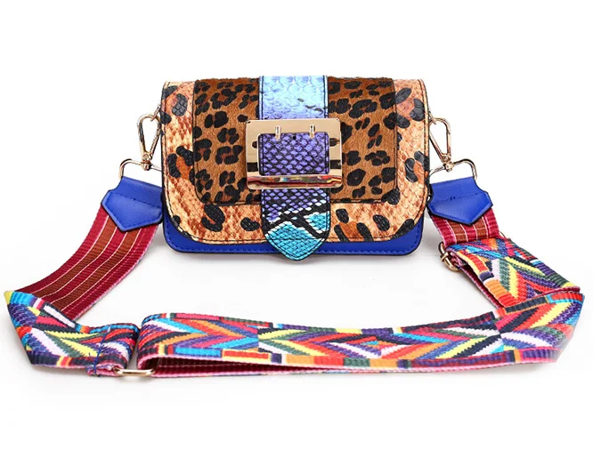 

Fashion Leopard Women Shoulder Bags With Color Shoulder Strap High Quality Messenger Luxury Sac A Main Flap Crossbody Bags