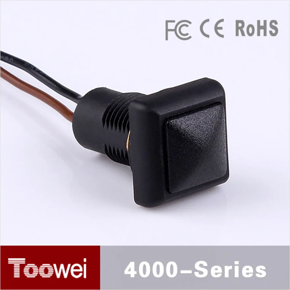 10pcs/lot Square latching waterproof push button switch ip67 selflocking on off 12mm mini