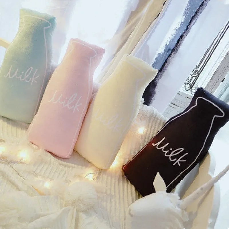 

4 Colors Cute Milk Bottle Shape Cushion Pillow Baby Kids Calm Sleep Toys Nordic Style Sofa Room Bed Decoration Photo Props