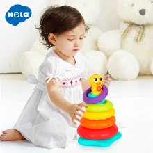 HOLA 2101 дети радуги укладки утка детские игрушки с красочными кольца штабелеры с музыкой и звуки и огни игрушки для детская