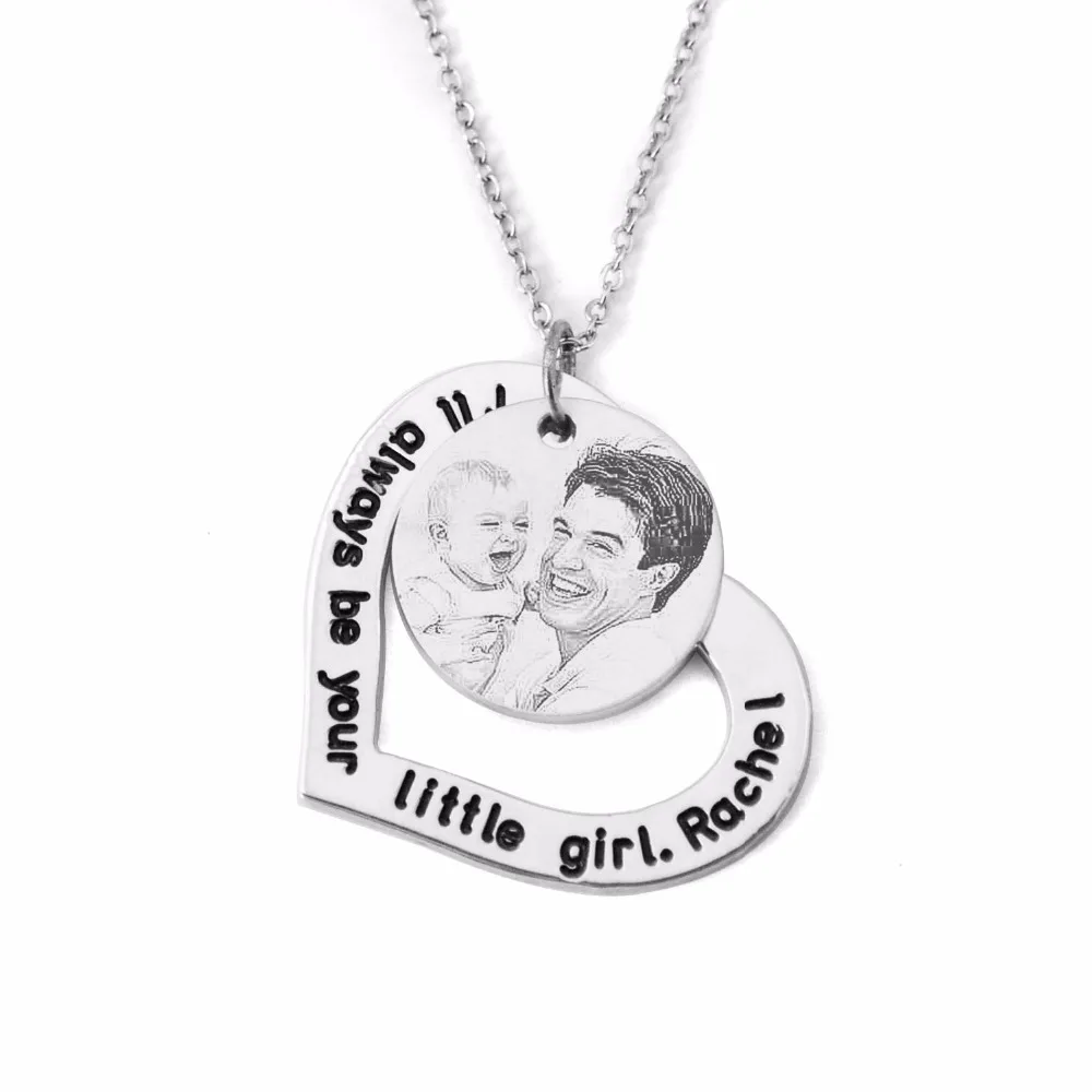 Заказное ожерелье с фото, персонализированное ожерелье для мамы, именные ювелирные изделия, кулон в форме сердца фото, ожерелье, подарок на день матери