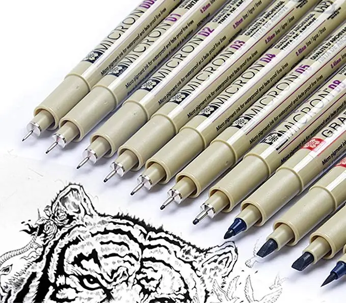 Sakura ручка Pigma micron Neelde мягкой щеткой набор ручек для рисования 11 шт Черный Sakura ручка 005 01 02 03 04 05 08 на возраст 1, 2, 3, кисти для рисования