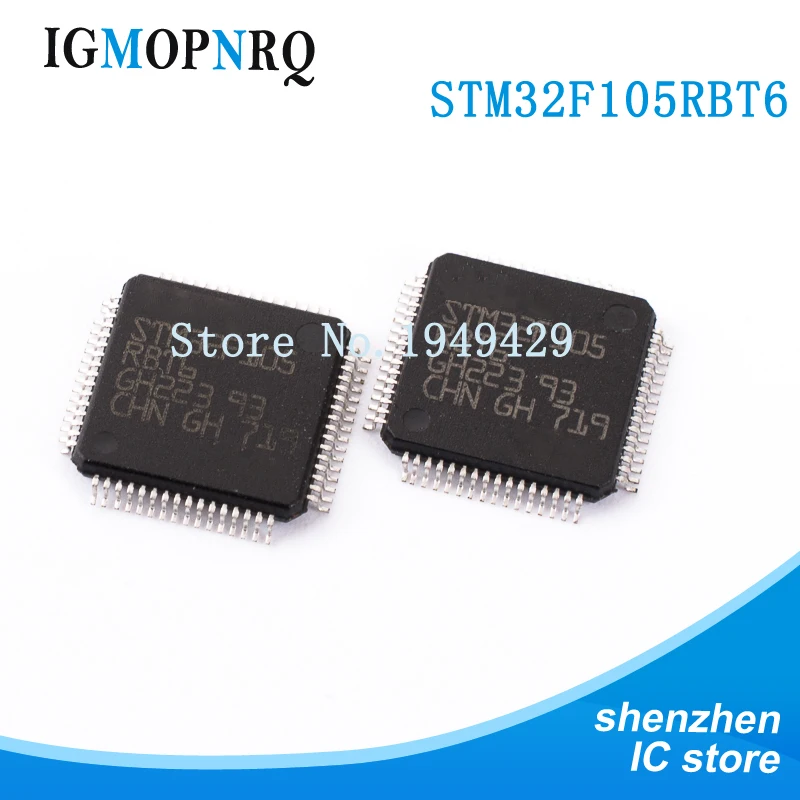 Микроконтроллер ARM 2 шт./лот STM32F105RBT6 QFP64 STM32F105 MCU 32BIT 64/25 Подключение линии Cortex M3|mcu