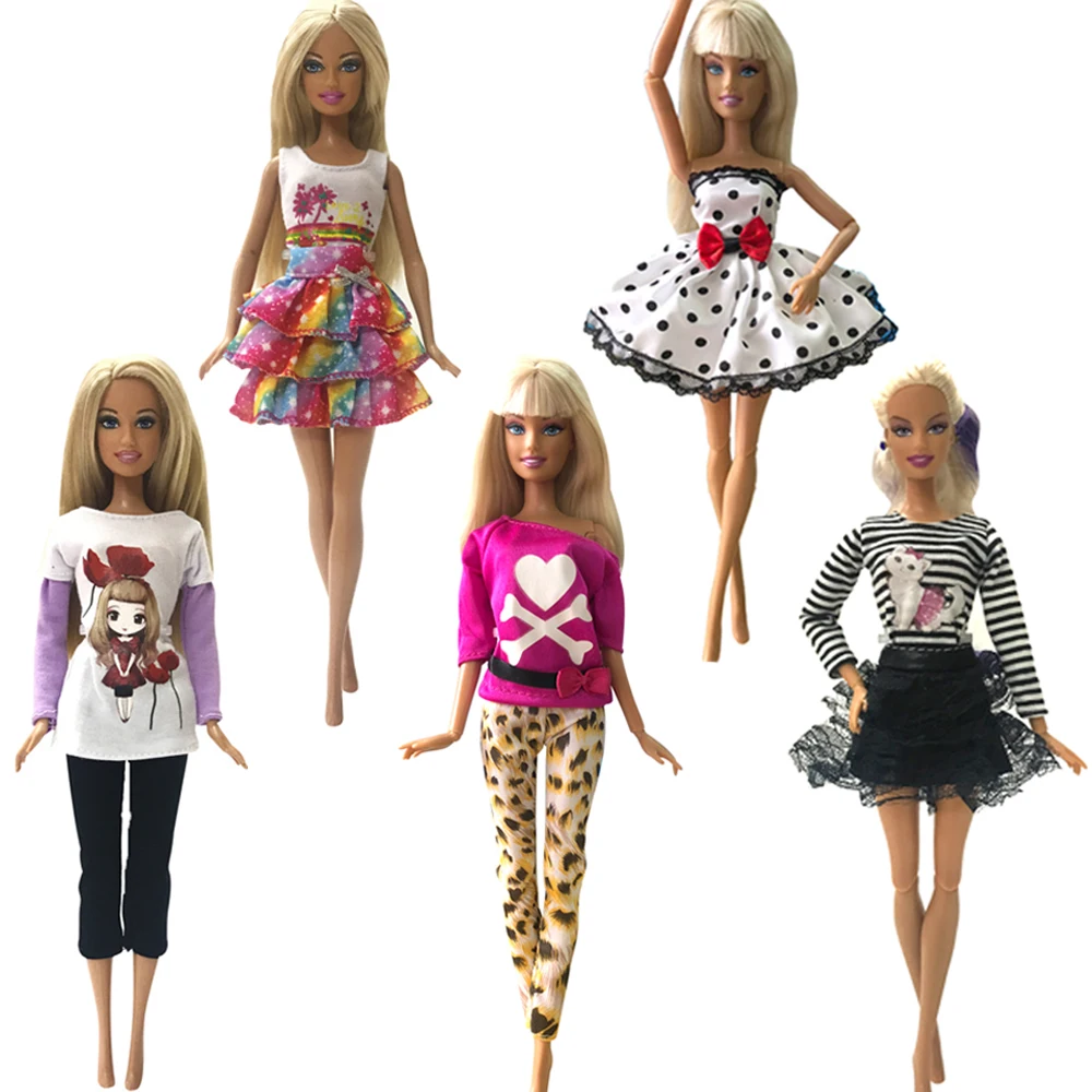 NK смешанный стиль 5 шт. кукла платье красивые танцы балетная одежда модная повседневная одежда Одежда для куклы Барби аксессуары JJ