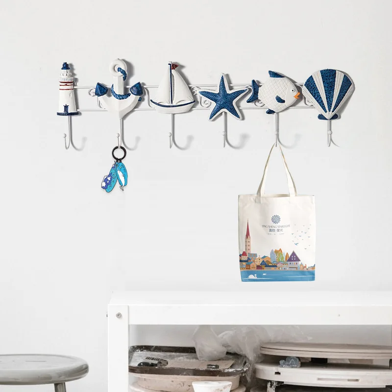 Nautical Coat Hat Clothes Towel Wall Hooks Hangers Decoration Wall Mounted Key Hook 6-Hook