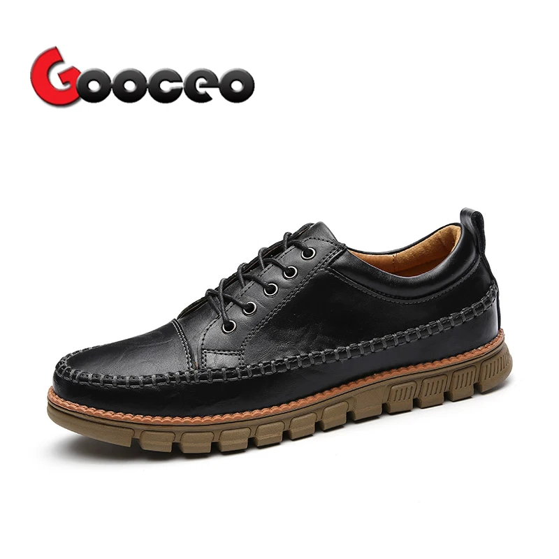 Men's Flats Oxfords Work & Safety Shoes For Men Spring Autumn Leather Lace-Up Outdoor Low-top Casual Non Slip Handmade Black