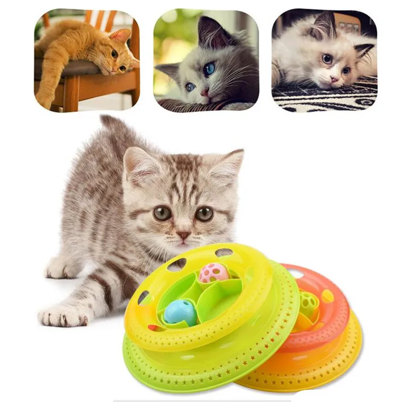 

Bell pet cat toy round play disc entertainment funny cat Intelligence puzzle play track tower Cat Toy Balls cat scratch board