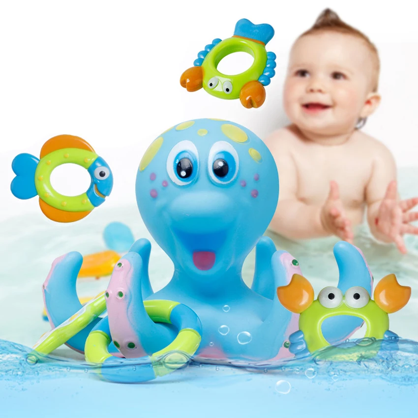Floating Bath Toy Soft Blue Octopus Shape Bathtime Fun Toys For Baby